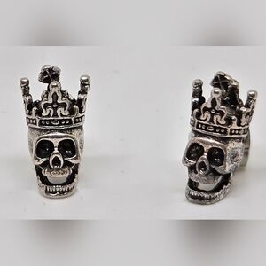 Gothic-Style Skull King Crown Stud Earrings